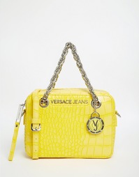 Желтая сумка через плечо с теснением под крокодилову кожу Versace Jean
