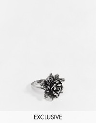 Серебряное кольцо с розами Reclaimed Vintage - Серебряный