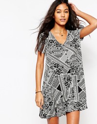 Свободное платье на пуговицах с плиточным принтом ASOS - Мульти