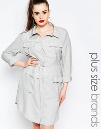 Платье-рубашка с длинными рукавами и карманом Missguided Plus - Серый
