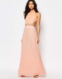 Платье макси с вырезом и шнуровкой Foxiedox Lucilla - Nude pink