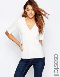 Топ из понте с V‑образным вырезом ASOS TALL - Кремовый