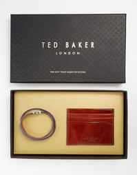 Кожаный набор из визитницы и браслета Ted Baker - Коричневый