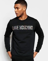 Свитер с логотипом из бисера Love Moschino - Черный