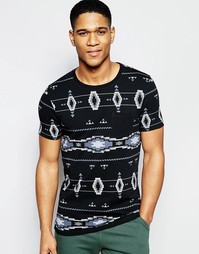 Облегающая футболка с ацтекским принтом и контрастным карманом ASOS
