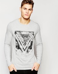 Облегающий лонгслив с абстрактным фотопринтом ASOS - Серый