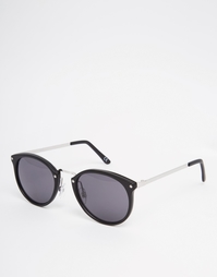Черные солнцезащитные очки с круглой оправой и металлической переносиц Asos