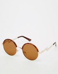 Круглые солнцезащитные очки с зигзагообразными дужками ASOS
