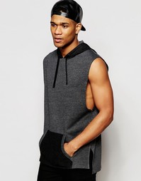 Удлиненный худи без рукавов с заниженными проймами ASOS