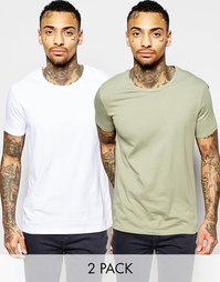 Белая и светло-зеленая рубашка с круглым вырезом ASOS - СКИДКА 17%