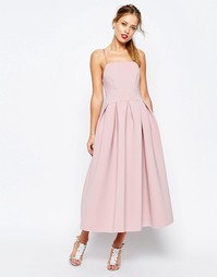Платье миди для выпускного с лямками ASOS SALON - Телесный