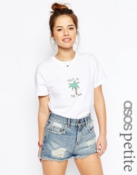 Футболка с принтом Talk To The Palm ASOS PETITE - Белый