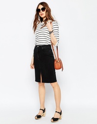 Джинсовая юбка-карандаш миди с разрезом спереди ASOS - Vogue black