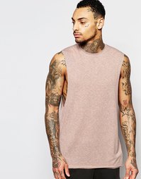 Розовая удлиненная футболка без рукавов с низкими проймами ASOS