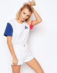 Oversize-футболка бойфренда в стиле колор блок Le Coq Sportif