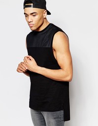 Длинная майка со вставкой на нижней кромке ASOS - Черный