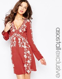Свободное платье с вышивкой ASOS TALL - Мульти