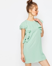 Цельнокройное платье мини с рюшами спереди ASOS - Желтый
