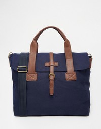 Темно-синяя парусиновая сумка-сэтчел с контрастной отделкой ASOS