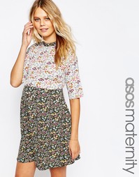 Короткое приталенное платье для беременных в цветочек ASOS Maternity