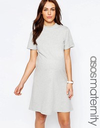 Платье-футболка с высокой горловиной ASOS Maternity - Серый меланж