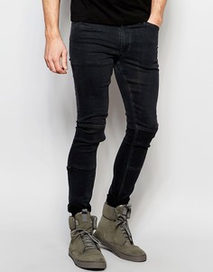 Супероблегающие джинсы с нашивками и D-образными кольцами Dark Future