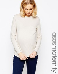 Лонгслив в льняном стиле для беременных ASOS Maternity - Серый