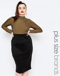 Платье-футляр в стиле колор блок Missguided Plus - Хаки