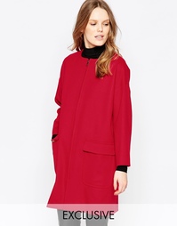 Красное пальто на молнии спереди Helene Berman - Красный