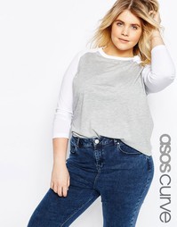 Топ с рукавами реглан ASOS CURVE - Серый меланж