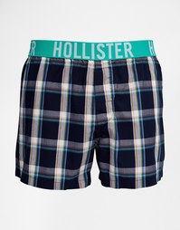 Тканые боксеры в клетку Hollister - Черный