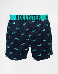 Тканые боксеры с принтом Hollister - Темно-синий