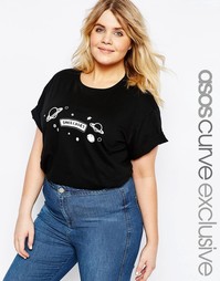 Футболка бойфренда ASOS CURVE Space Cadet - Принт