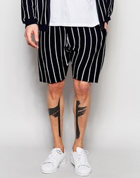 Трикотажные шорты в тонкую полоску ASOS - Темно-синий