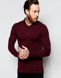 Бордовое поло с длинными рукавами ASOS - Burgundy