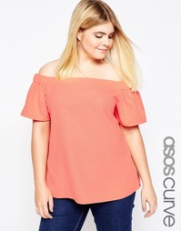 Креповый топ с открытыми плечами ASOS CURVE - Телесный