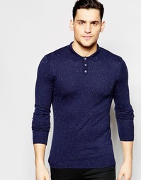 Облегающее поло из хлопкового трикотажа ASOS - Темно-синий в крапинку