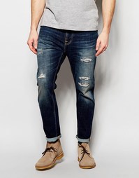 Темные суженные книзу джинсы Nudie Jeans - Blue reed (синий)