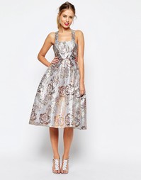 Платье для выпускного из жаккарда с эффектом металлик ASOS SALON