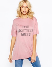 Футболка с принтом Hottest Mess ASOS - Бледно-розовый
