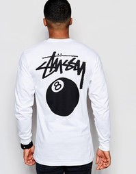 Лонгслив с принтом бильярдного шара номер 8 Stussy - Белый