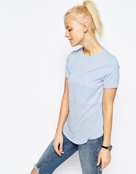 Футболка с контрастной вставкой в рубчик ASOS - Пыльно-синий