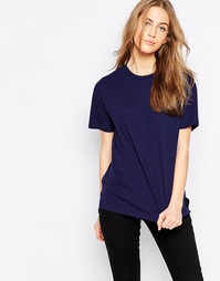 Oversize-футболка из имитирующей лен ткани ASOS - Темно-синий