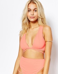 Укороченный бикини-топ с глубоким вырезом и решетчатым дизайном ASOS