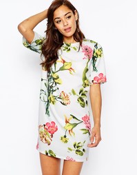 Платье-футболка мини с цветочным принтом ASOS - Мульти