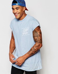 Oversize-футболка без рукавов с выжженным эффектом и принтом ASOS