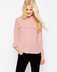 Блузка с рюшами и воротником «Питер Пэн» ASOS - Blush