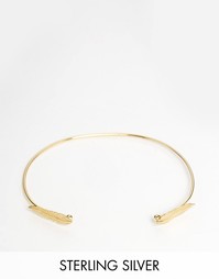 Незамкнутый браслет из позолоченного серебра с перьями ASOS - Золотой