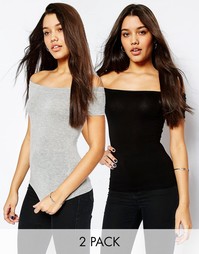 2 топа с открытыми плечами и короткими рукавами ASOS - Скидка 10%