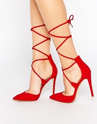 Красные туфли на каблуке с шнуровкой Public Desire Almu - Красный